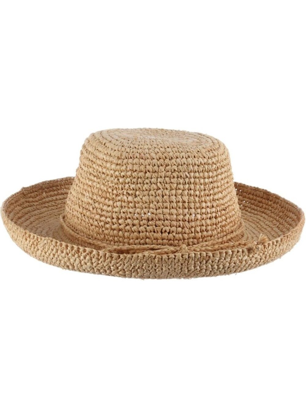 Stylish Crocheted Raffia Sun Hat with Adjustable Drawstring for Women